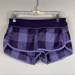 Lululemon Purple Plaid Run Speed Shorts